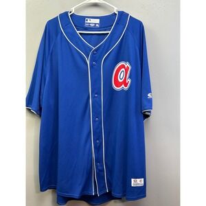 True Fan Baseball Jersey Mens 2XL Blue MLB Atlanta Braves True Fan‎ Series Mesh